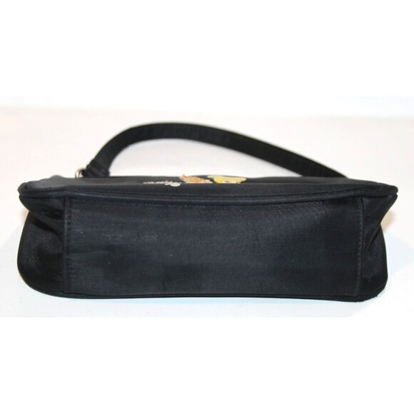 Disney Tinker Bell Tink Black Nylon Zippered Strapped Sequin Tote Bag Purse  8" - Picture 4 of 11